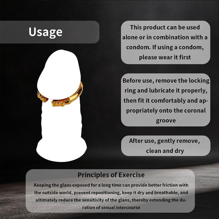 Сталевий кільце для пеніса з накіткою, комплект 5 шт. - Інтимна іграшка для чоловіків