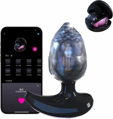 Анальний вібратор для жінок та чоловіків з 12 режимів, 5 інтенсивностей та керуванням через додаток. Стимуляція простати, 5D-діамантова текстура. Іграшки для пар.
