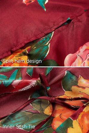 Кимоно-халат BABEYOND великого розміру з квітковим принтом, сатин, великий розмір, для вечірок, бордовий колір