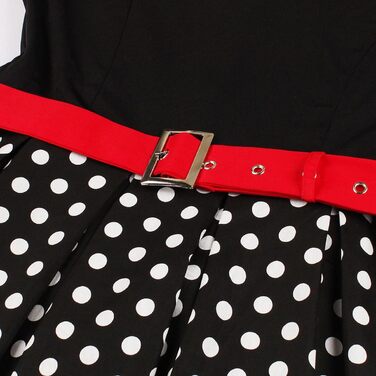 Сукня в стилі рокабіллі Odizli для жінок 50-х років. Короткий рукав, V-подібний виріз, принт у горошок, сукня-свінг для вечірки, весілля, чорна, розмір M