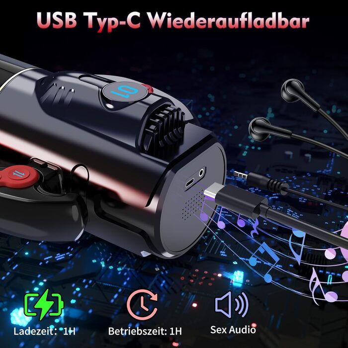 Електричний масажер для чоловіків з телескопічною функцією та режимами вібрації та обертання, портативний секс-іграшка для чоловіків