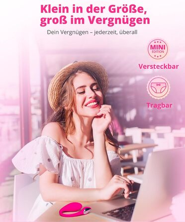 LOVENSE Lush Mini - міні-вібратор з дистанційним керуванням, 10000+ режимів, водонепроникний, для соло та парних ігор, ідеальний у подорожах