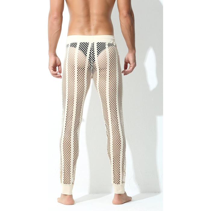 Чоловічі прозорі шорти/легінси з сітки FEOYA – сексуальна нічна сорочка, спортивні шорти, прозорі шорти з шнурком XL персикового кольору