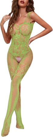 Жіноча мереживна піжама Babydoll з відкритими плечима, мереживна сукня-гімнастика, прозора мереживна сукня-комбінезон, сексуальна нижня білизна, мереживна сукня-комбінезон, нічна сорочка, сексуальна білизна (зелений, універсальний розмір)