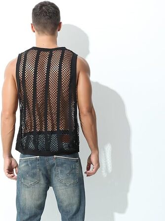 Чоловіча сітчаста жилетка YAHWULAI: стильна жилетка без рукавів з прозорою сіткою, 1 шт.