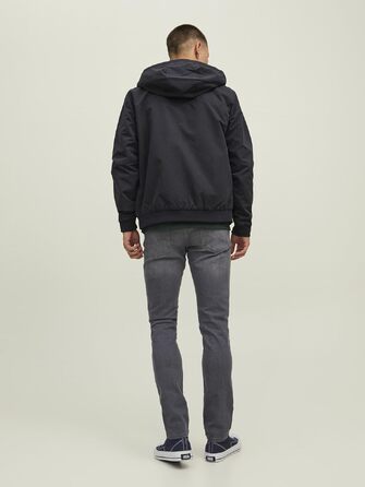 Чоловіча куртка-бомбер JACK & JONES Mae Bousonjacke, темно-синя з чорними деталями, розмір XS