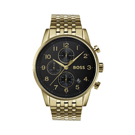 Чоловічий годинник BOSS Chronograph Quartz серії Navigator зі сталевим міллезе-браслетом або шкіряним ремінцем, сріблястий/чорний