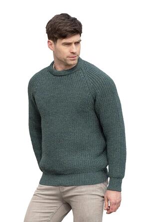 Чоловічий класичний в'язаний светр Aran Crafts, колір мох (зелений), розмір XXL