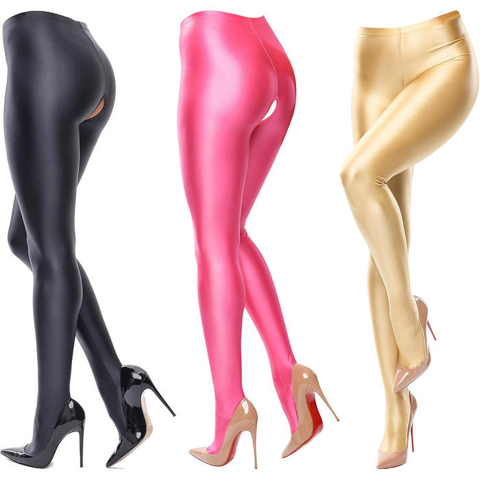 Чорні панчохи Miss O. Ouvert з відкритим кроком, блискучі, непрозорі