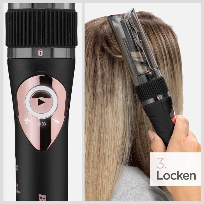 Автоматичний стайлер для локонів BaByliss Curl Secret Lite C1031E, 19 мм, 5 рівнів температури до 210°C, чорний з рожевим золотом