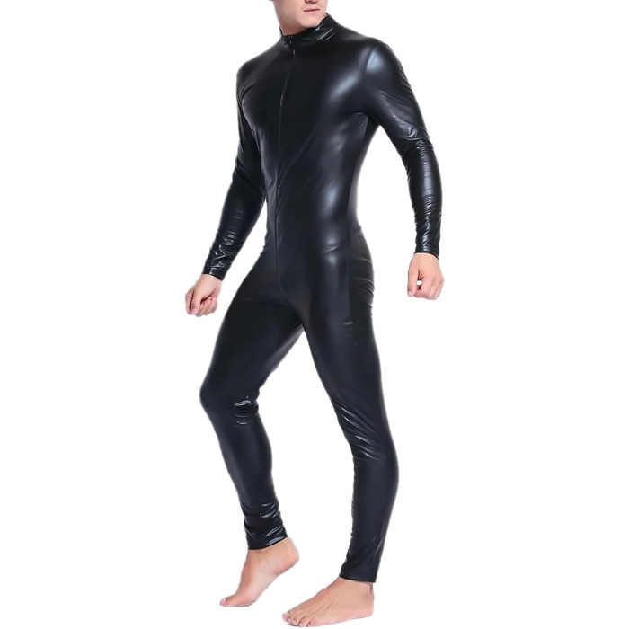 Чоловічий боді з ефектом мокрого блиску Moinha - сексуальний латексний комбінезон, трикотажний костюм з блискавкою, для вечірок та клубів, розмір XL