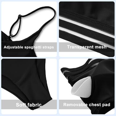 Спортивний двочастинний купальник-бікіні з сіткою для жінок. Push-up, висока талія, чорний.