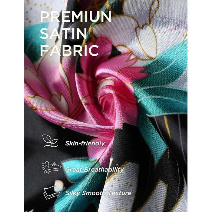 Чоловічий халат BABEYOND з довгим рукавом, шовковий сатин, кімоно, принт 'павич', чорний