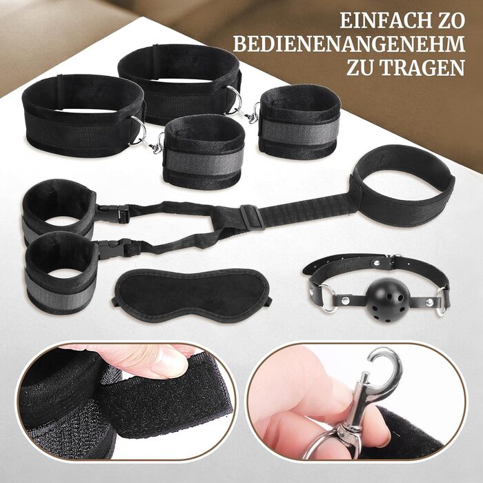 Набір для БДСМ для пар: кайдани, наручники, фіксатори для ніг та рота. Міцний набір для сексуальних ігор.