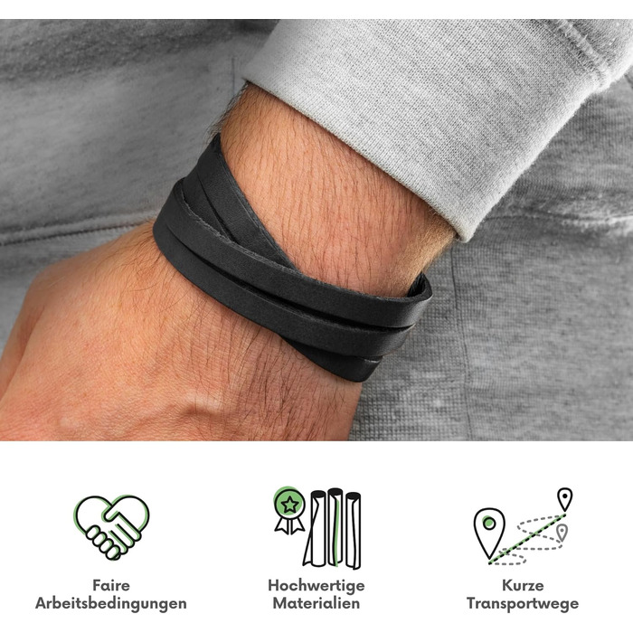 Шкіряний ремінець для годинника Simaru Premium Leder — високоякісна натуральна шкіра, Made in Germany, чорний
