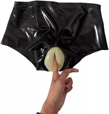 Штани латексні ALMYMM для жінок, сексуальна білизна з анатомічною вставкою, чорний колір, універсальний розмір