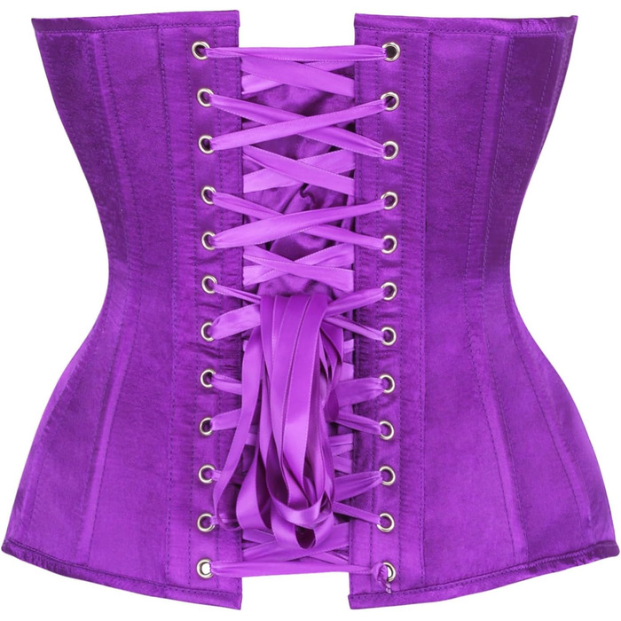 Корсет Daisy Corsets з темного фіолетового атласу, Overbust, сталеві ребра, виріз на шиї, XS