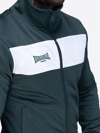 Чоловіча спортивна куртка Lonsdale приталего крою, поліестерова тренінгова кофта (Зелений/Білий, 5XL)
