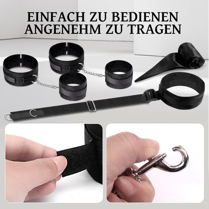 Набір для БДСМ-інтимних ігор для пар: набір для зв'язування, наручники, феттери, маска для очей, набори для зв'язування зап'ястя та шиї. 3 шт.