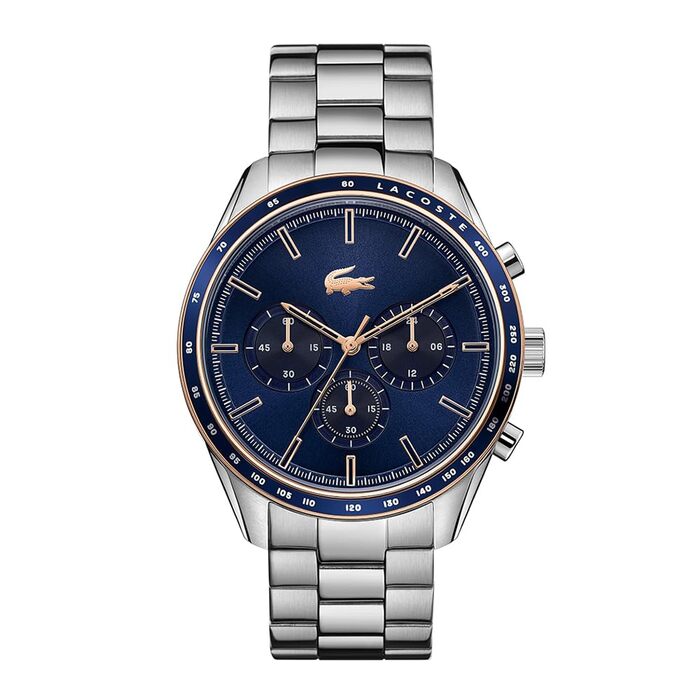 Чоловічий годинник Lacoste Boston Chronograph Blue Metal — кварцовий хронограф зі сталевим браслетом