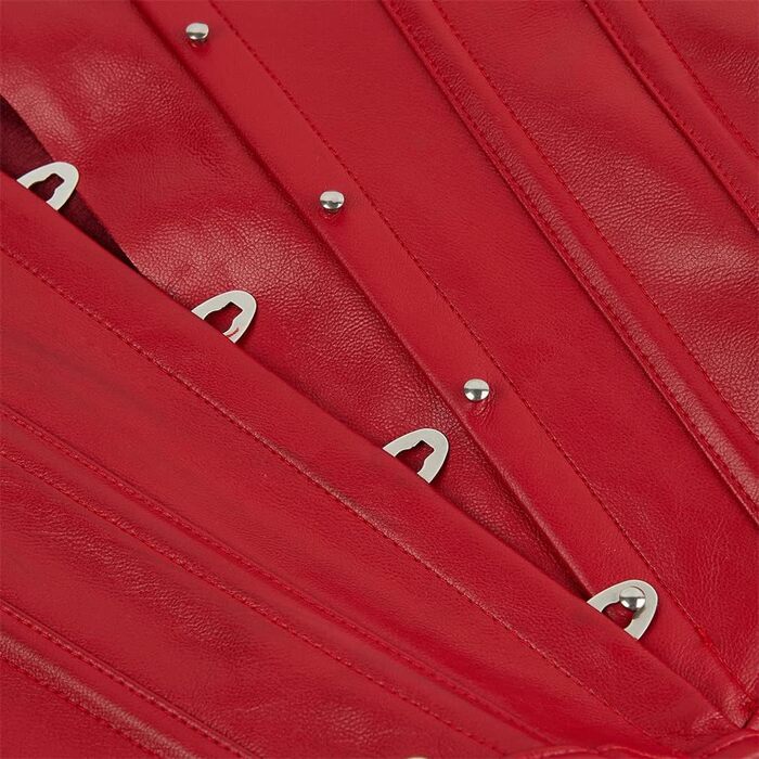 Жіноче корсетне боді Grebrafan з екошкіри, червоне, вінтажний стиль