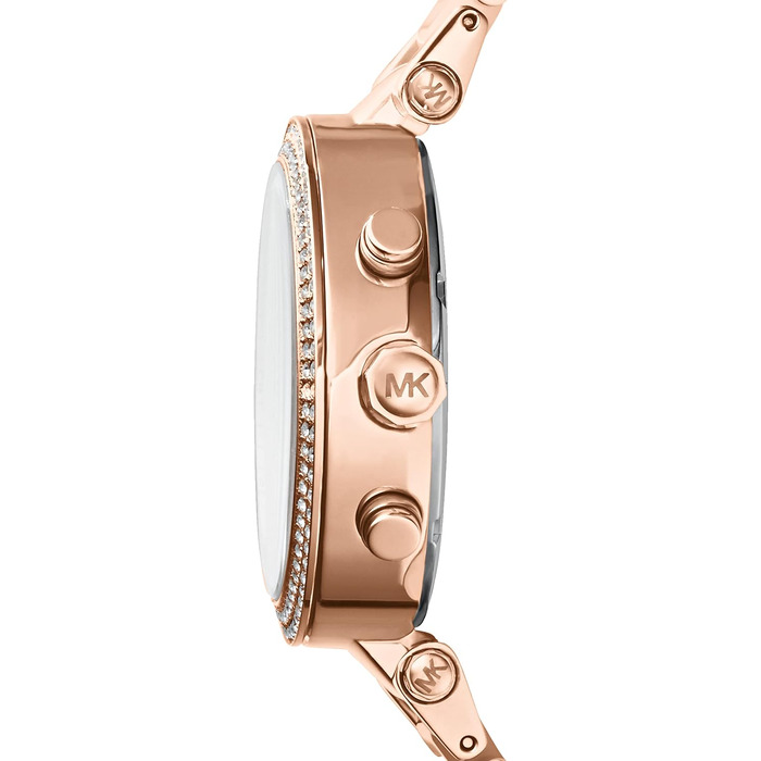 Жіночий годинник Michael Kors Parker кварцовий хронограф, сталевий ремінець, 39 мм, колір рожеве золото та світло-рожевий