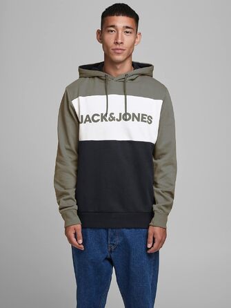Чоловічий теплий худі з логотипом JACK & JONES Basic Kapuzen Sweatshirt, колір Dusty Olive, зелений