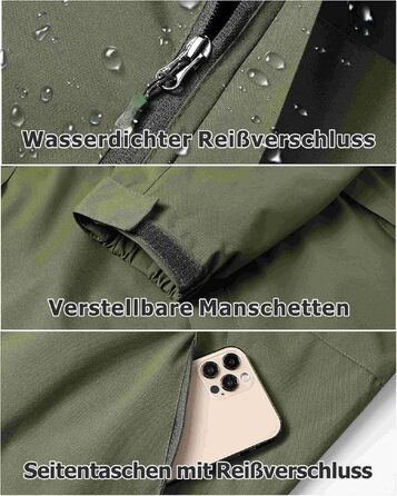 Чоловіча водонепроникна вітрівка Regenjacke — легка outdoor-куртка для походів, їзди на велосипеді та бігу, колір Armygreen (армійський зелений)