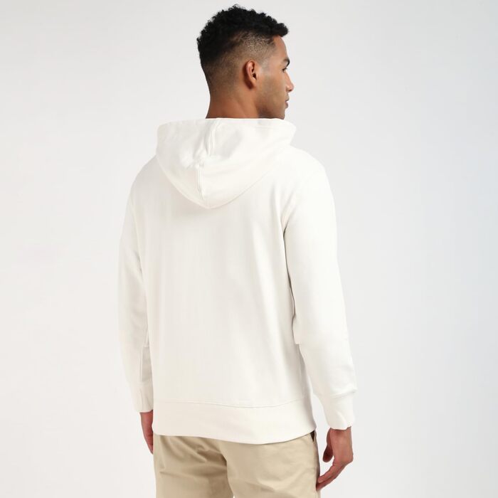 Чоловіча толстовка-худі Calvin Klein Badge з капюшоном, колір Ivory (білий), розмір XXS