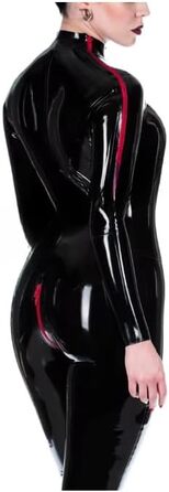 Латексний комбінезон GAYLOP для жінок, чорний, з блискавкою на шиї та паху, XL