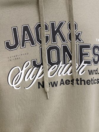 Чоловічий худі з капюшоном JACK & JONES Mae Logo Hoodie (розмір S, колір Vetiver)