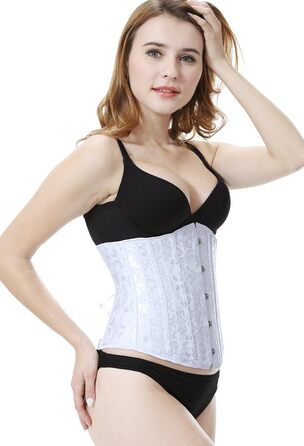 Корсет Everbellus для жінок з 24 сталевими ребрами, для схуднення, корсаж, пояс, під грудьми, без ребер, мідер (S, білий)