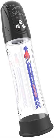 Електрична вакуумна помпа для збільшення статевого члена з акумулятором, LCD дисплеєм та USB-зарядкою - 20см Ø7см - для чоловіків, підтримка ерекції, тренування потенції