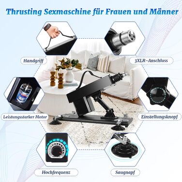 Автоматичний секс-автомат з функцією стимуляції для жінок та чоловіків, регульований вібратор з реалістичними насадками-дильдо та мастубатором, чоловічий секс-автомат з анальним дильдо для сексуальних іграшок