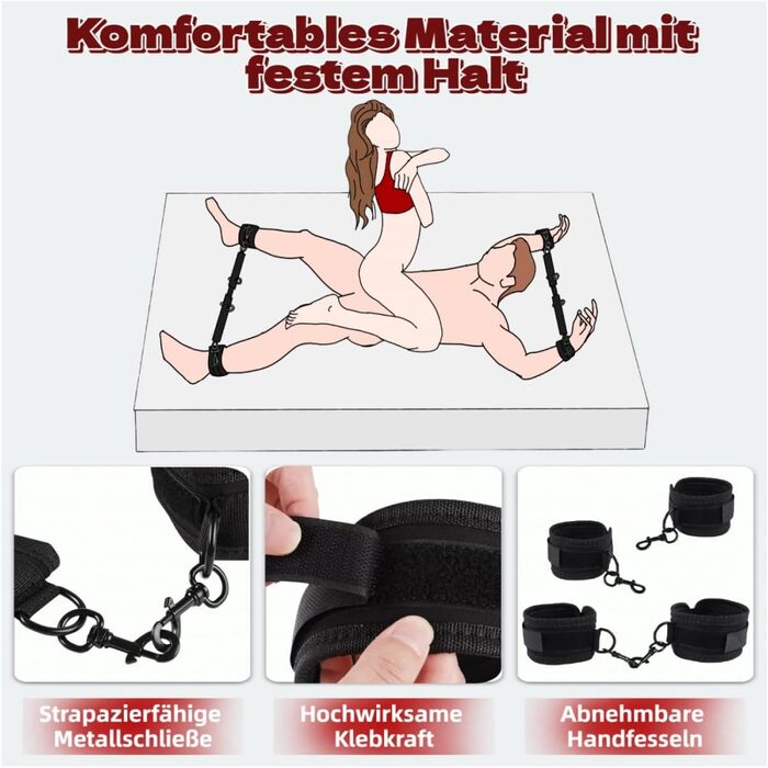 Розпірка для бондажу з металу, наручники та кайдани для ніг BDSM для пар (чорний)