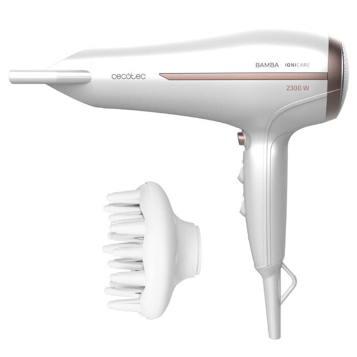 Фен для волосся Cecotec IoniCare 5200 Aura, 2300 Вт, з іонною технологією, дифузором та концентратором, білий