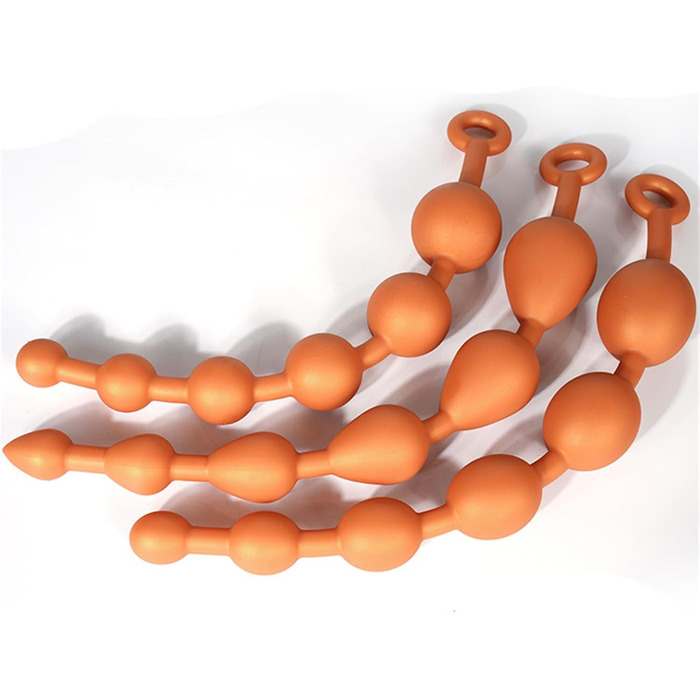 Анальні кульки з силікону Axcroo Extra Langer: набір з 6 кульок, стимулятор простати, анатомічний дилататор для жінок та чоловіків (42 см)