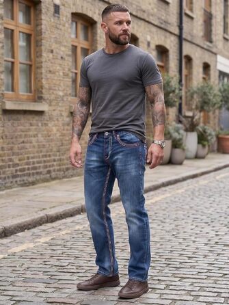 Чоловічі джинси Rock Creek Denim M33 з посиленими швами, темно-сині (42W / 36L, Rc-2272)