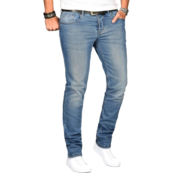 Чоловічі джинси Slim Fit ALESSANDRO SALVARINI з еластичним денімом, Washed, сині (34W / 32L)