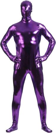 Чоловічий латексний комбінезон-кальсони з блискавкою для клубу, Хелловін, сцени (фіолетовий, XXL)