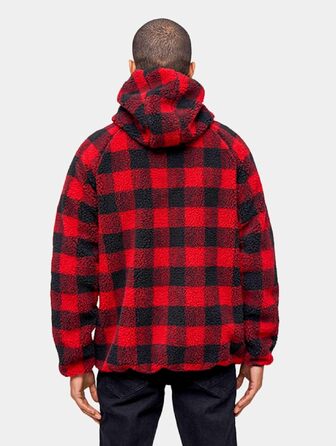 Чоловіча робоча куртка Brandit Teddyfleece Worker Jacket, теплий фліс, червоно-чорна, розмір 3XL