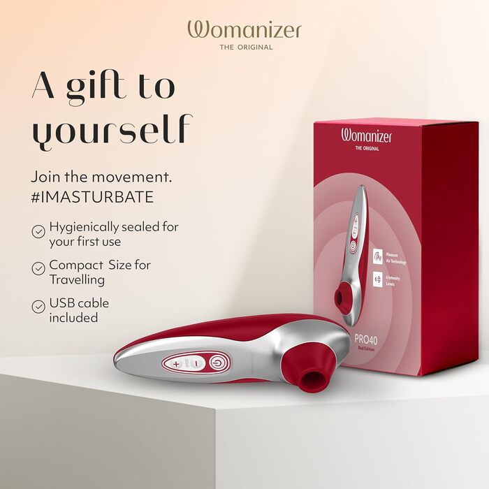 Womanizer Pro 40 - вібратор для клітора, жіночий секс-іграшка | 6 режимів, тихий, вологостійкий, червоний