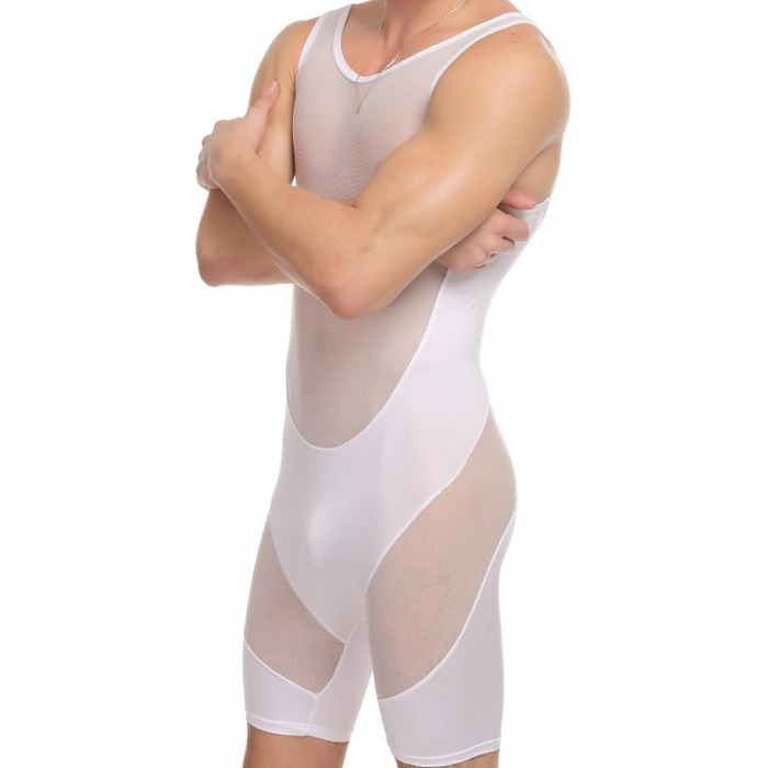 Сексуальний комплект нижньої білизни для перевдягання: халат та прозорі штани для чоловіків (білий, XL)