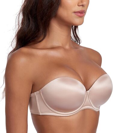 Бюстгальтер Lemorosy без бретелек з пуш-ап, великі розміри, сильний тримач, з підкладкою, мультивей, знімні бретелі, 85A, бежевий