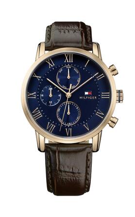Чоловічий кварцовий годинник Tommy Hilfiger з багатофункціональним циферблатом, шкіряний ремінець, колір Rose Gold