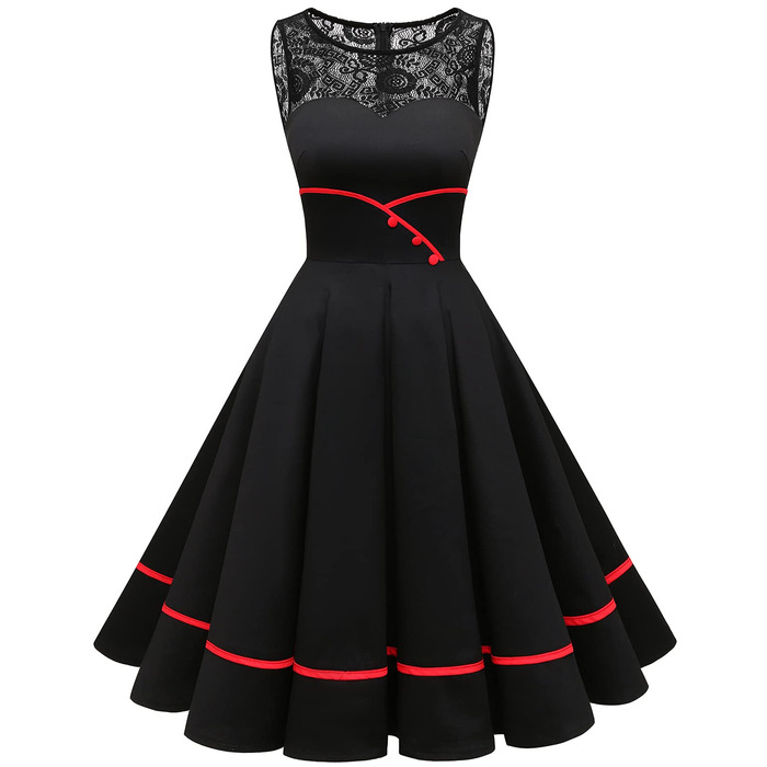 Сукня коктейльна Bbonlinedress Rockabilly чорна, 50-ті роки, мереживо, без рукавів, приталена (M)
