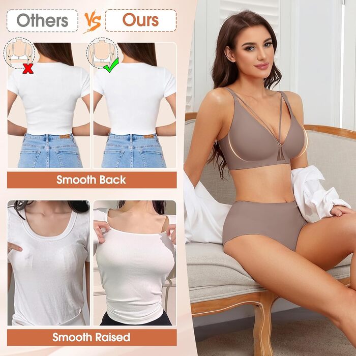 Бюстгальтер BH Daen без кісточок Push Up, сексуальний, безшовний, для сну, V-подібний виріз, класичний (Зірчастий сірий, M)