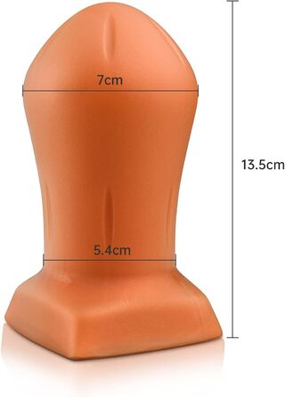 Анальний плагін Roluck, 13.5 x 7 см, з соском, золотий силікон, анальний дildо (M)
