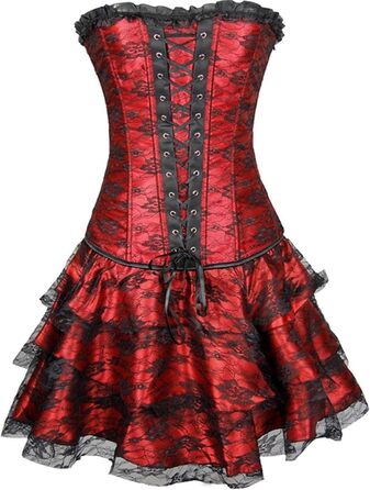 Корсет жіночий з кісточками Overbust, бюстєльє, корсаж, талія, тренажер для талії, формувач талії, топ корсаж, вінтажний, зелений (червоний, XXL)