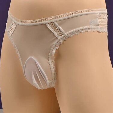 Боксери чоловічі 4 шт./уп. Сексуальні боксери великих розмірів з мереживом, блискучі, з бавовни, дихаючі, шовкові, прозорі труси G-String L (закритий чохол) Білий